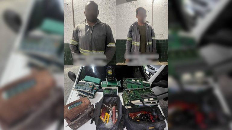 Dupla é detida por roubo de placas de telecomunicações no valor de R$ 750 mil em Fortaleza